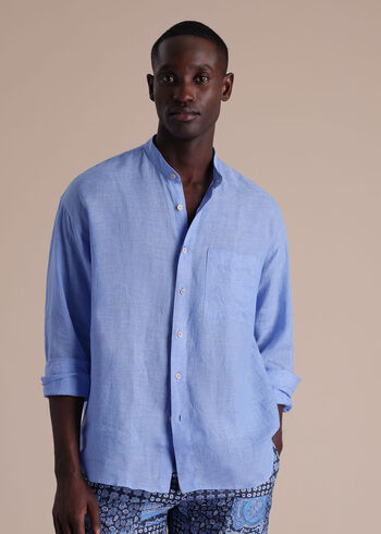 Paul Stuart Washed Linen Stand Collar Shirt