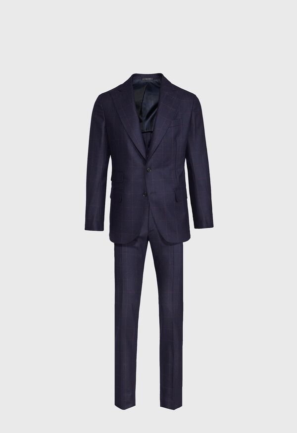Paul Stuart Navy and Rust Windowpane Suit, image 1