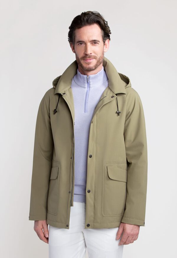 Snap Front Hooded Raincoat