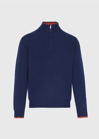 Paul Stuart Cashmere Quarter Zip Sweater with Inside Contrast, thumbnail 1