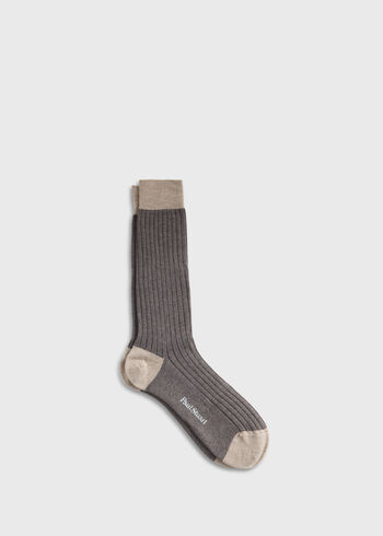 Paul Stuart Wool Ribbed Sock with Contrast Trim