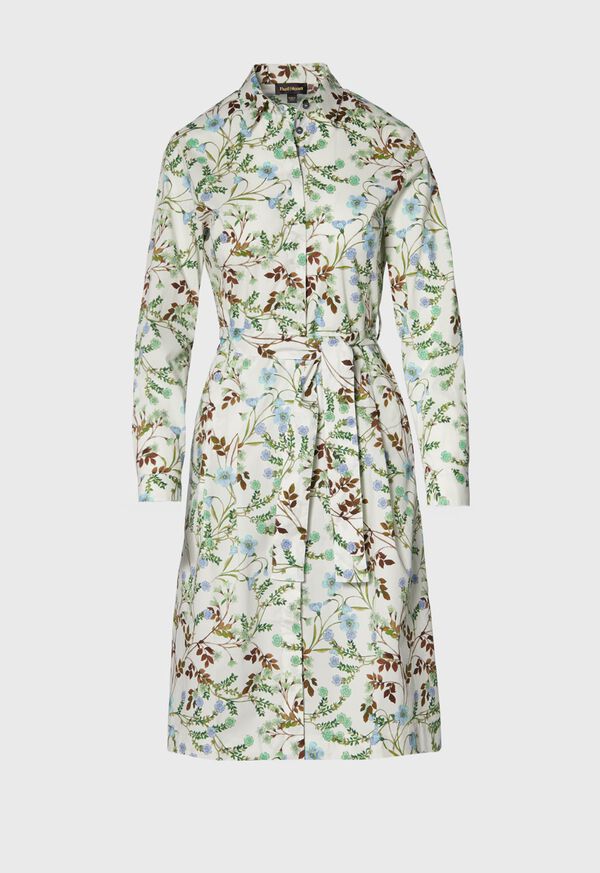 Paul Stuart Cotton Floral Belted Shirt Dress, image 3