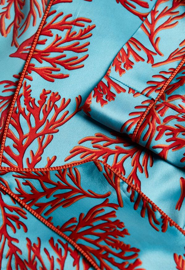 Paul Stuart Made on Madison Coral Motif Silk Robe, image 2