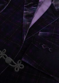 Paul Stuart Plum Tartan Print Velvet Dinner Jacket, thumbnail 2