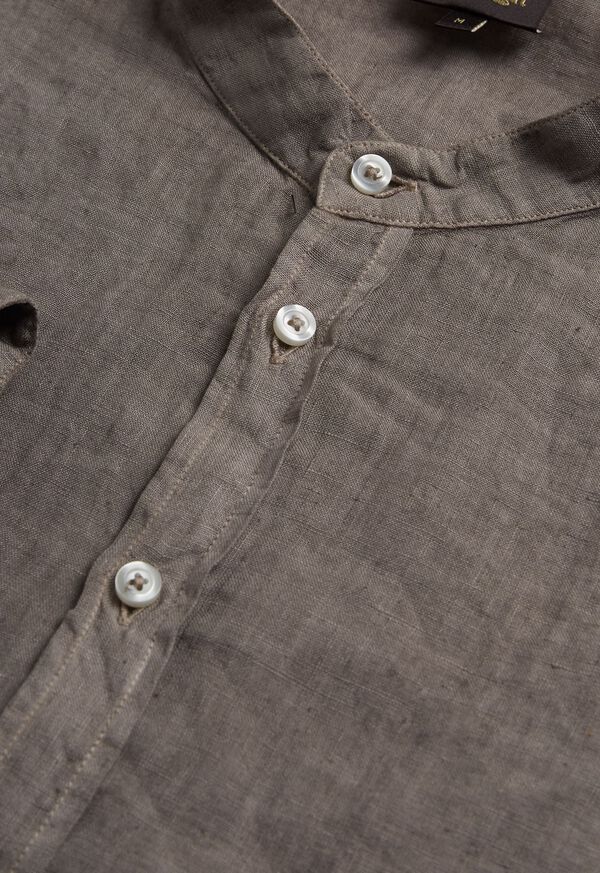 Paul Stuart Band Collar Washed Linen Shirt, image 3
