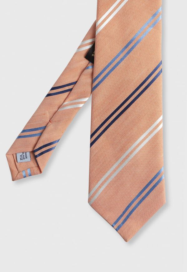 Paul Stuart Woven Silk & Linen Stripe Tie, image 1