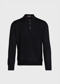 Paul Stuart Long Sleeve Merino Wool Polo Shirt, thumbnail 1