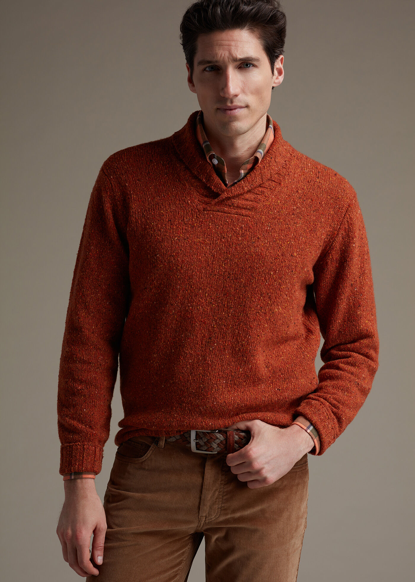 Cashmere Donegal Shawl Collar Pullover Sweater