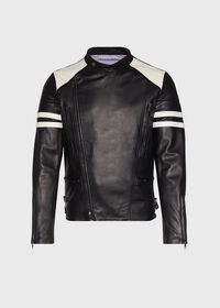 Paul Stuart Black Leather Motorcycle Jacket, thumbnail 1