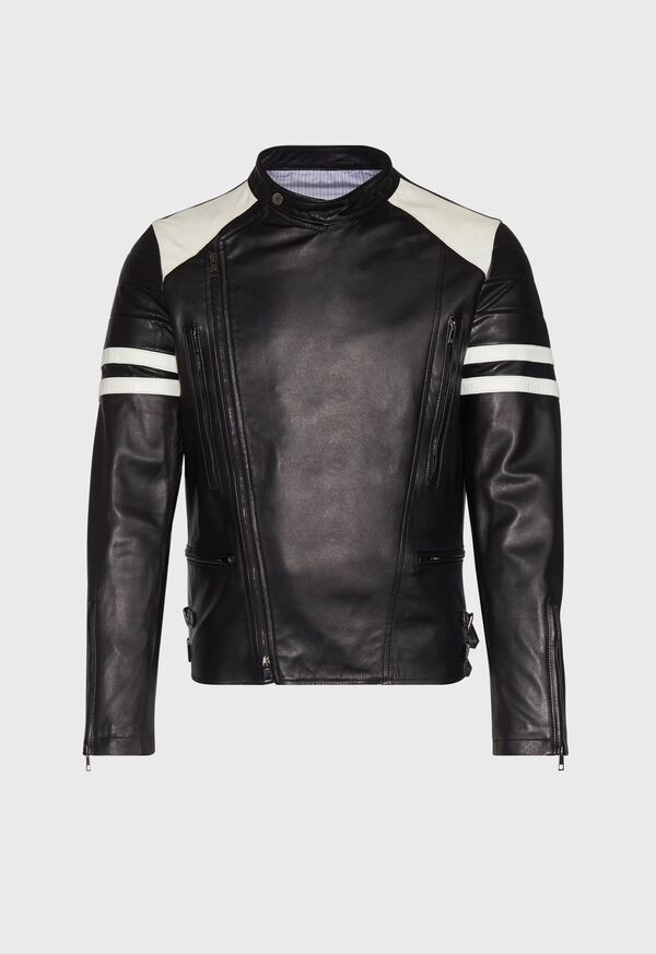 Paul Stuart Black Leather Motorcycle Jacket, image 1