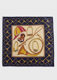 Paul Stuart Equestrian Printed Silk Pocket Square, thumbnail 3