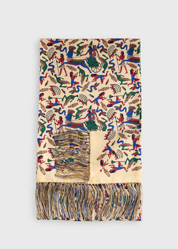 Paul Stuart Egyptian Print Silk Scarf