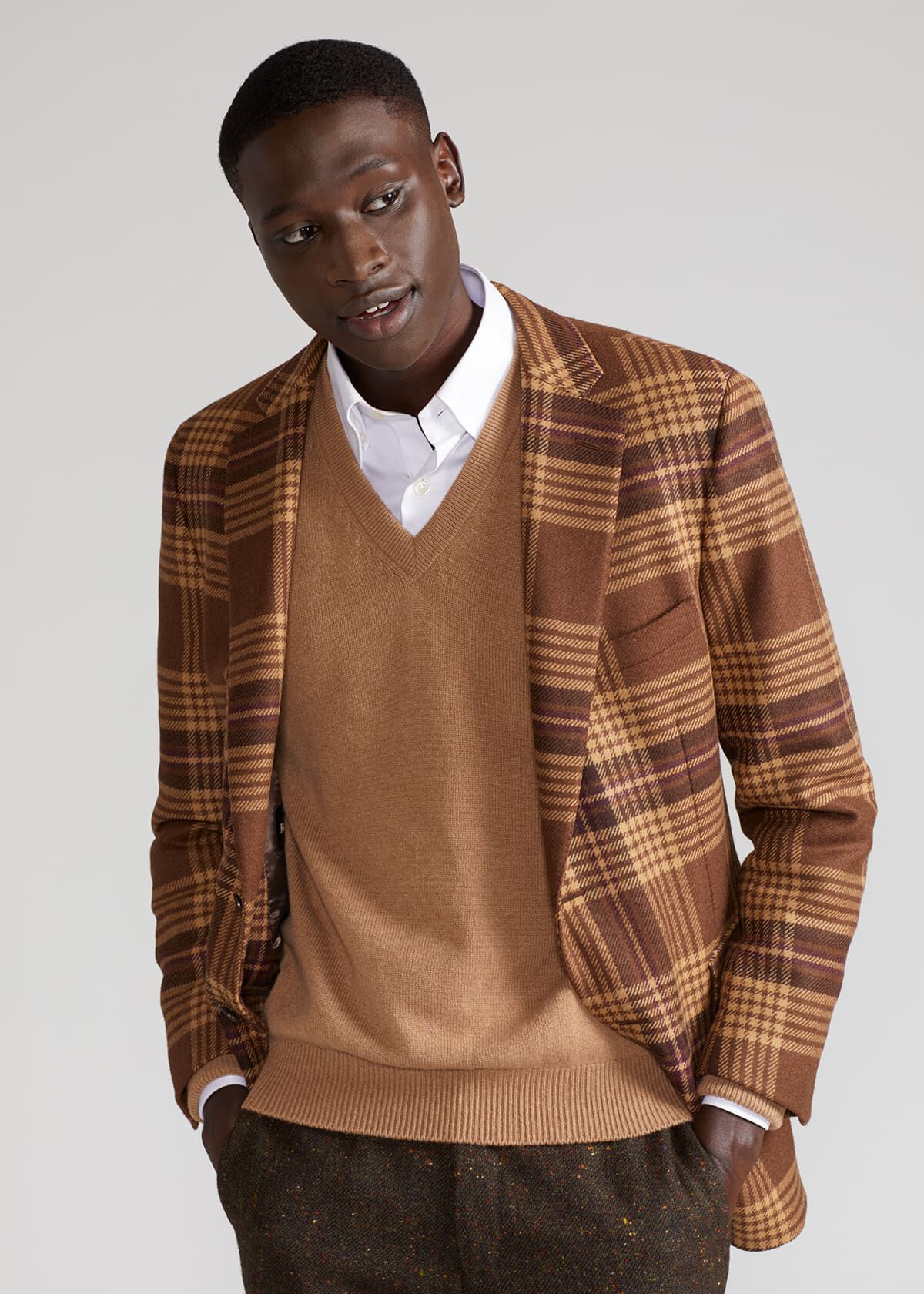Plaid jacket wool top