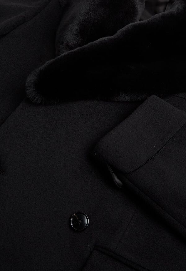 Paul Stuart Cashmere Double Breasted Overcoat with Rabbit Fur Collar, image 4