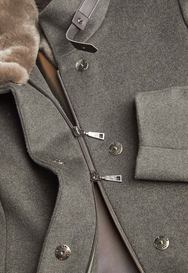 Paul Stuart Wool Coat with Rex Rabbit Collar, image 6