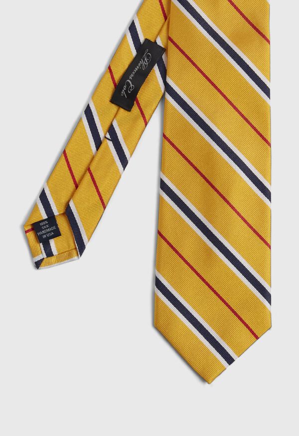 Paul Stuart Silk Yellow Deco stripe Skinny Tie, image 1