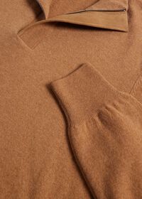 Paul Stuart Cashmere Quarter Zip with Suede Trim, thumbnail 2