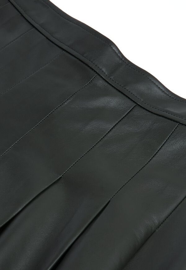 Paul Stuart Pleated Leather Skirt, image 3