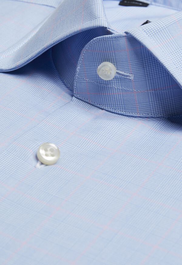 Paul Stuart Light Blue Plaid and Pink Deco Dress Shirt, image 2