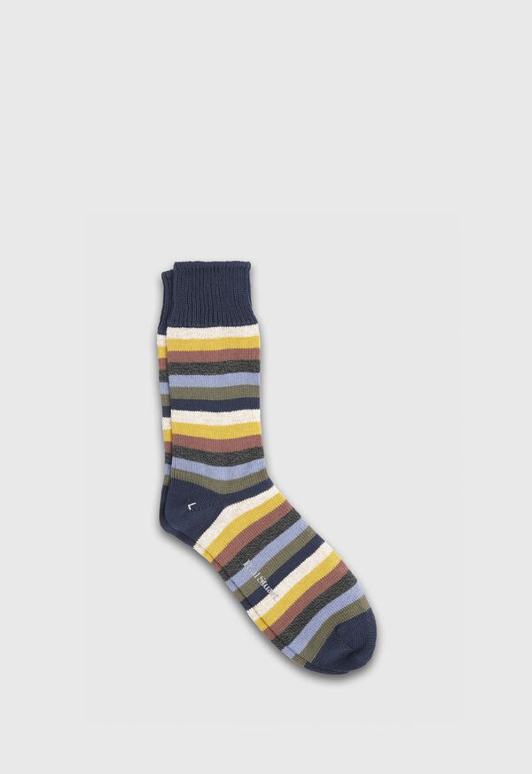 Paul Stuart Heavy Weight Cotton Multi Color Stripe Sock, image 1