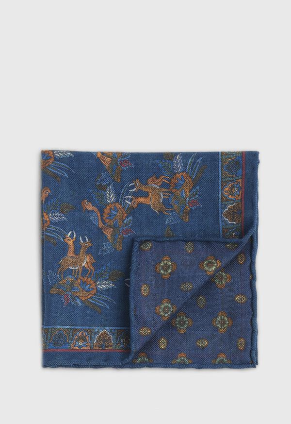 Paul Stuart Deer & Bird Print Pocket Square, image 1