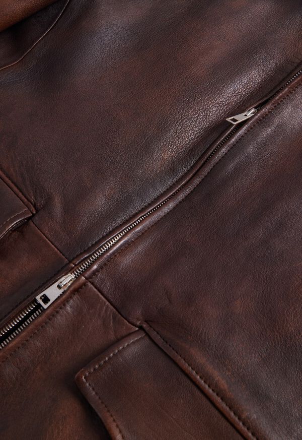 Paul Stuart Distressed Leather Zip Up Jacket, image 4