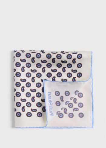 Paul Stuart Printed Silk Tossed Medallion Pocket Square