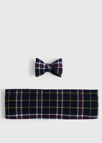 Paul Stuart Wool Plaid Bow Tie and Cummerbund Set