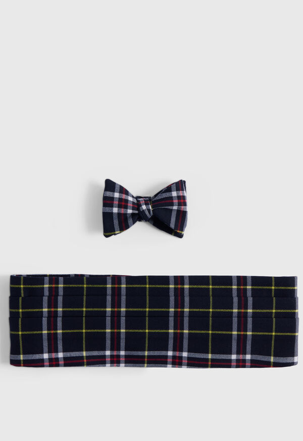 Paul Stuart Wool Plaid Bow Tie and Cummerbund Set, image 1