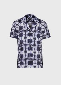Paul Stuart Indigo Tie Dye Print Camp Collar Shirt, thumbnail 1