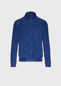 Paul Stuart Suede Bomber Jacket with Knit Trim, thumbnail 1