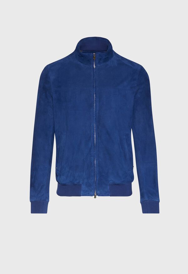 Paul Stuart Suede Bomber Jacket with Knit Trim, image 1
