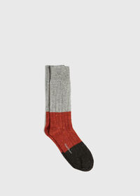 Paul Stuart Donegal Wool and Cotton Color Block Socks, thumbnail 1