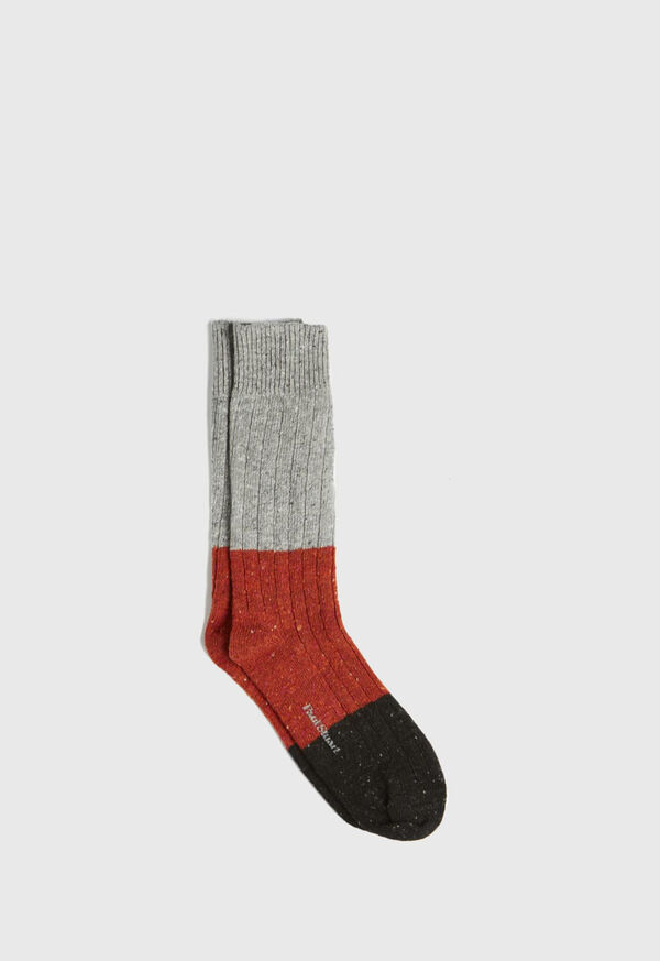 Paul Stuart Donegal Wool and Cotton Color Block Socks, image 1