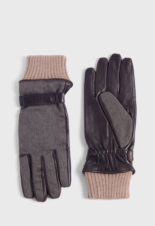 Paul Stuart Herringbone & Leather Gloves, image 1