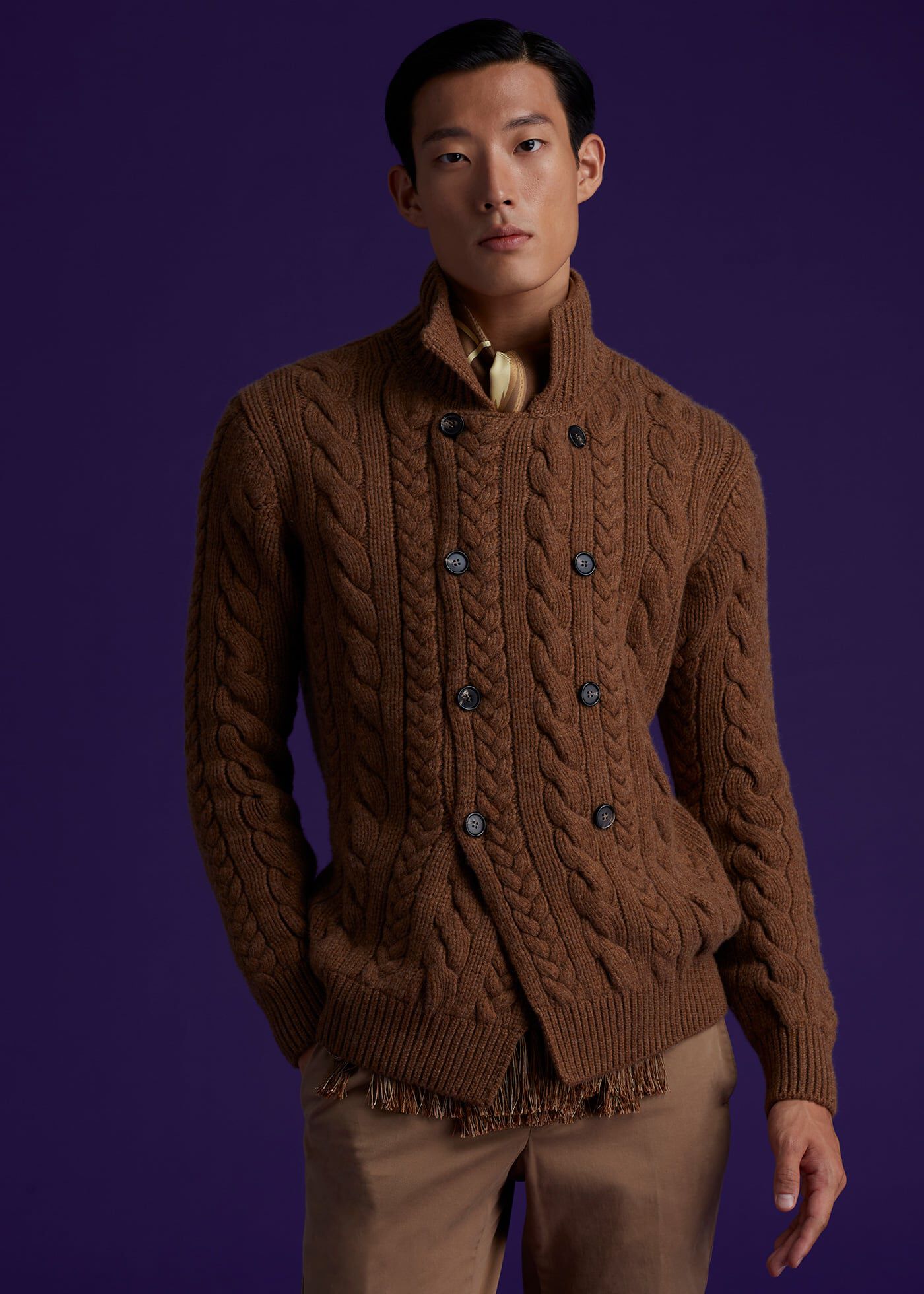 Double breasted sweater mens top