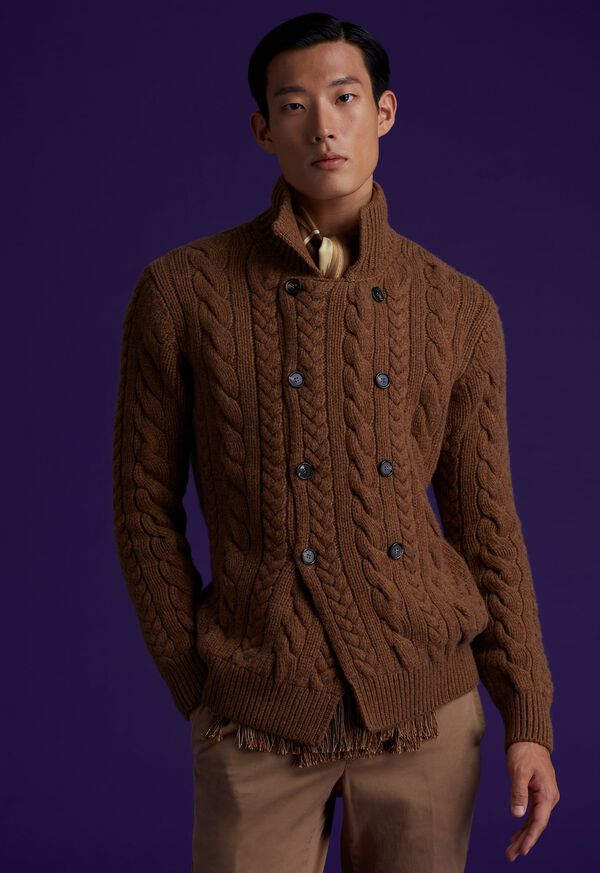Paul Stuart Cashmere Cable Double Breasted Cardigan, image 2