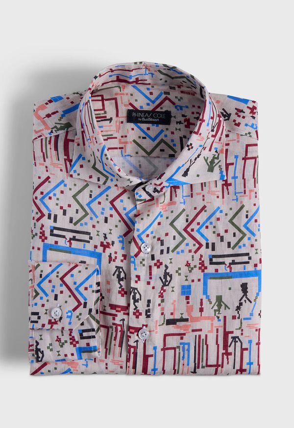 Paul Stuart Printed Linen Sport Shirt, image 1