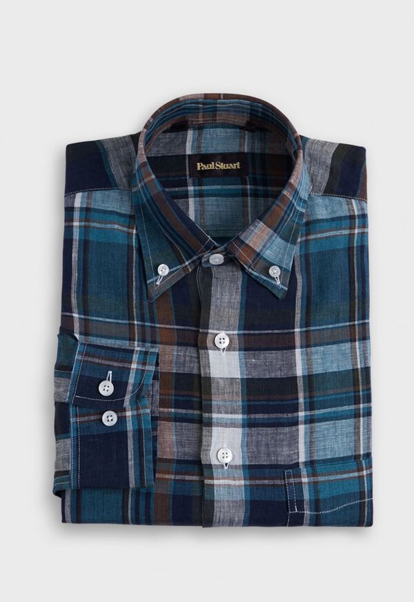 Paul Stuart Linen Plaid Sport Shirt, image 1