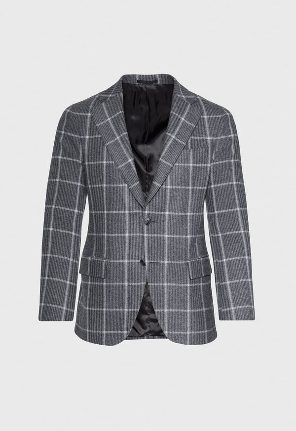 Paul Stuart Grey Plaid Wool Sport Jacket, image 1