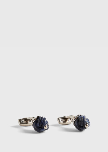 Paul Stuart Sterling Silver with Sodalite Carved Knot Cufflinks