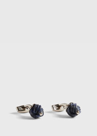 Paul Stuart Sterling Silver with Sodalite Carved Knot Cufflinks, thumbnail 1