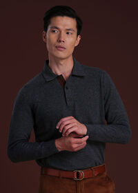 Paul Stuart Cashmere Polo with Suede Trim, thumbnail 2
