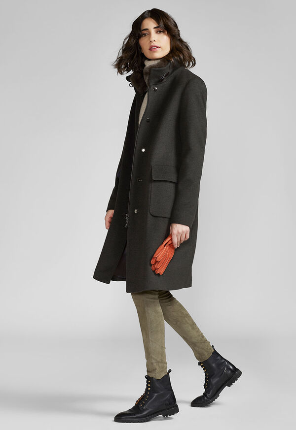 Paul Stuart Wool Coat with Rex Rabbit Collar, image 3