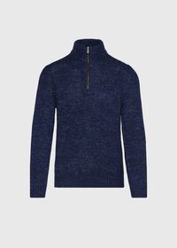 Paul Stuart Mouline Quarter Zip with Suede Trim Sweater, thumbnail 1