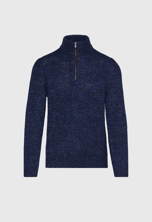 Paul Stuart Mouline Quarter Zip with Suede Trim Sweater, image 1