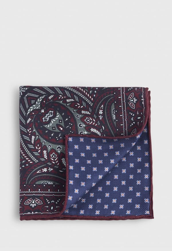 Paul Stuart Paisley Reversible Pocket Square, image 1