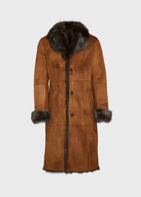 Paul Stuart Leather Brown Long Coat, thumbnail 1