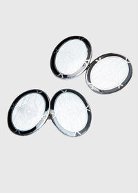 Paul Stuart Double Oval Sterling Silver and Enamel Cufflinks, thumbnail 1