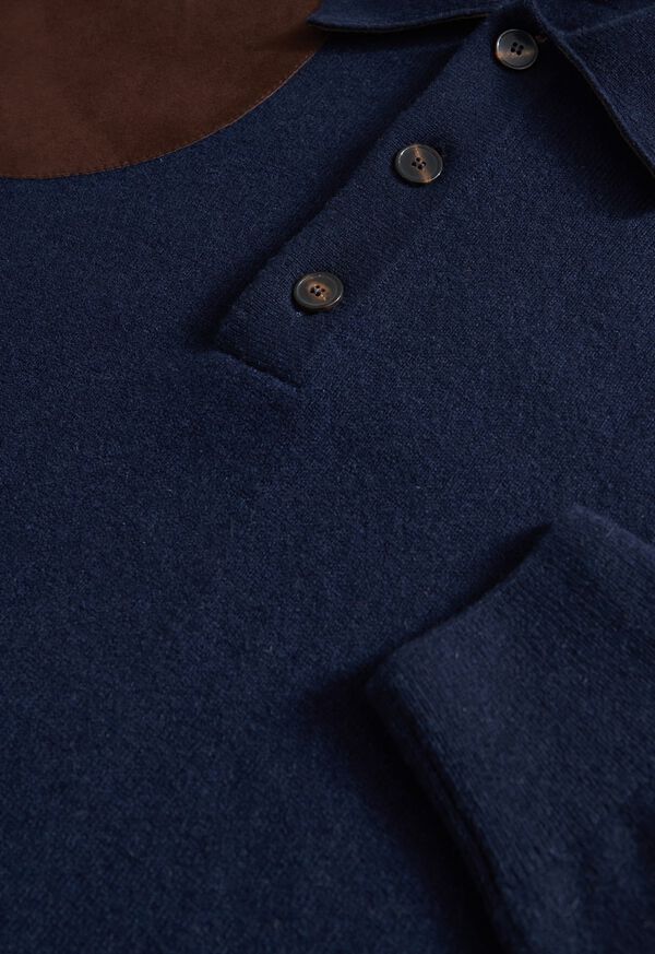 Paul Stuart Cashmere Polo with Suede Trim, image 3